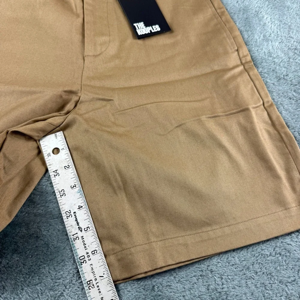 The Kooples Tan Cotton Blend Tailored Shorts Size‎ S Elastic Waist Pockets - Picture 2 of 7